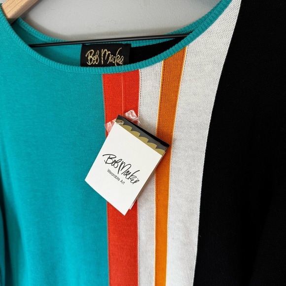 NWT Bob Mackie Wearable Art Retro Women’s Colorblock Tunic Sweater Size L - Picture 3 of 8